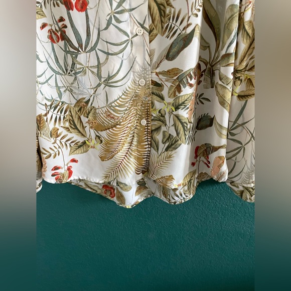 H&M tropical floral sheer button up long sleeve blouse size small - Picture 4 of 8